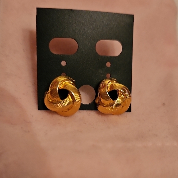 Gold Tone Knot Earrings - Picture 1 of 4